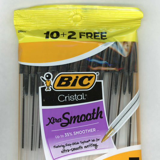 12 BIC Ink Pens 35% Smoother Black Ink